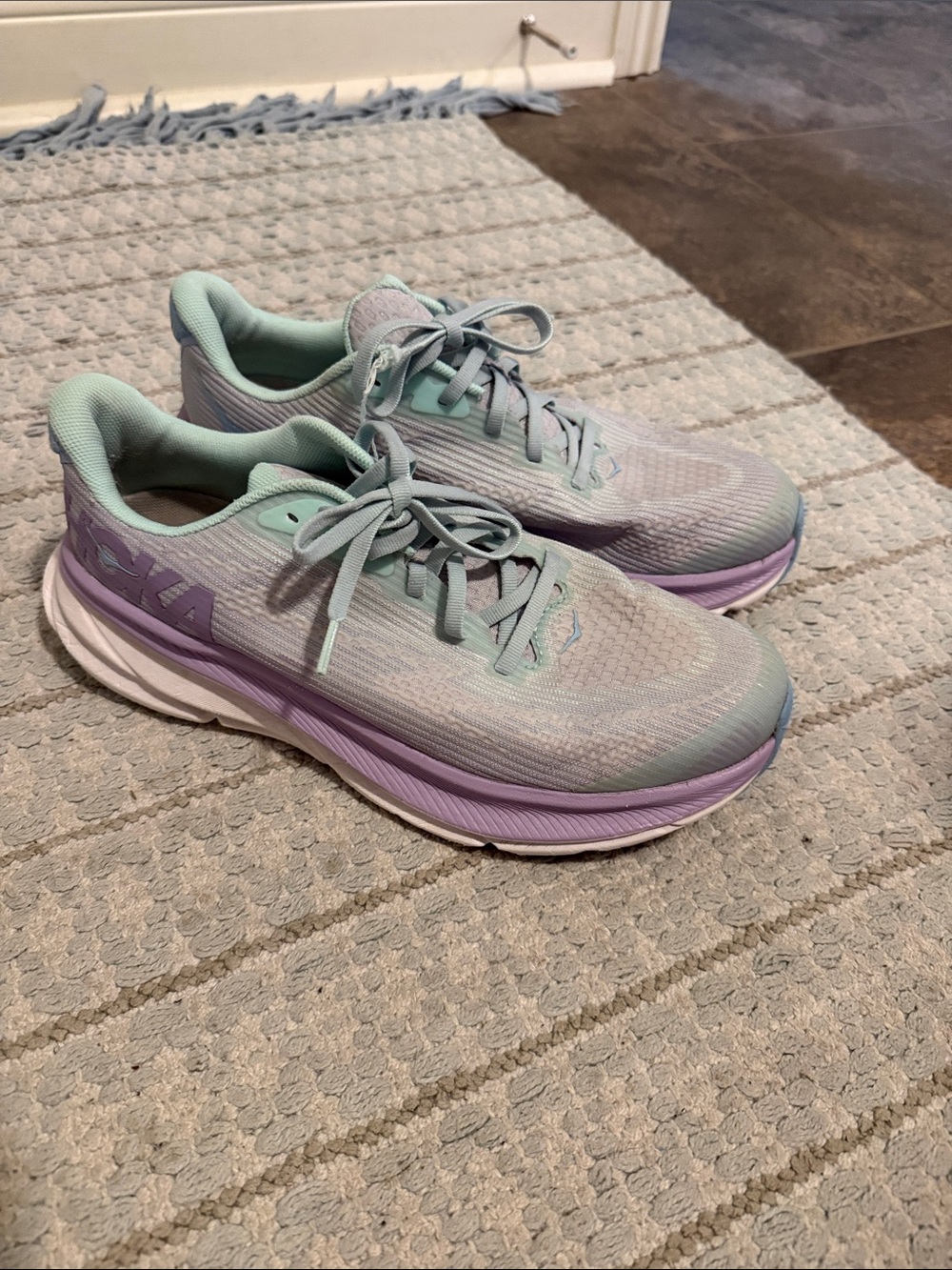 Hoka Women's Running Shoes in Mint Green & Lavender